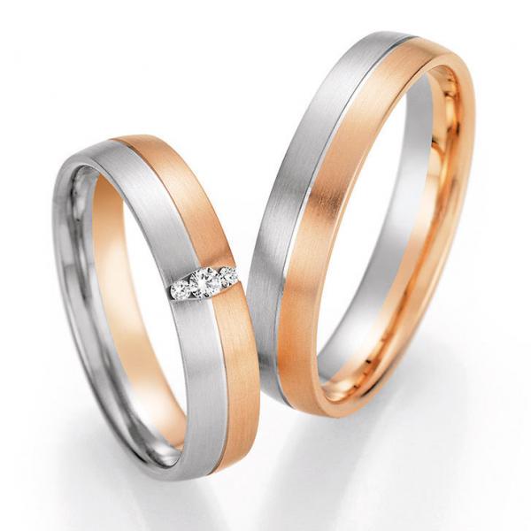 Nowotny-Collection Ruesch Trauringe Weiss-Rotgold 66/46090-045 + 66/46100-045